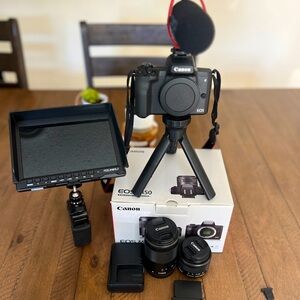 Canon Eos M50 Bundle with 2 Lenses, External Monitor, Mic and more